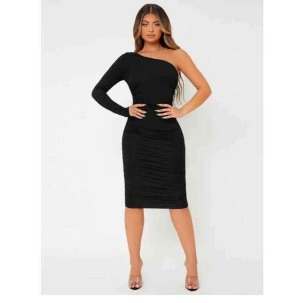 NWOT Elegant Black One-Shoulder Dress